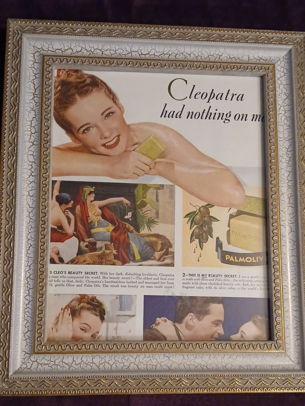 1940s Palmalive Beauty Bar Magaxine Advertisement - Framed, Cream & Gold.Star?